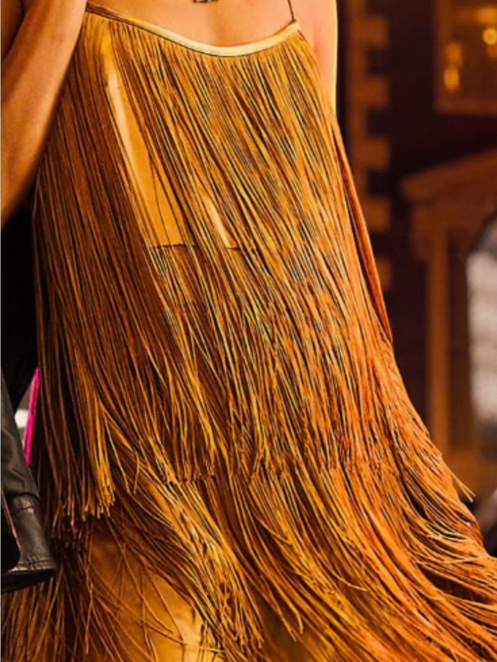 Hot!!! Gold Fringe Slip Dress - size 4 ASOS great costume idea! - Picture 3 of 7